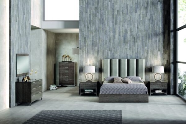 H2O Design Divina Canyon Oak Glossy Italian Bedroom Set with 4 Door Wardrobe Italian Bedroom Set Home Store UK
