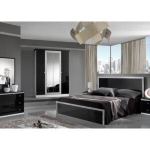 Dima Mobili Dolly Black and Silver Bedroom Set with 4 Door Wardrobe ﻿ Italian Bedroom Set Home Store UK