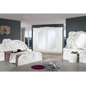 H2O Design Gina2 White Italian Bedroom Set with 6 Door Wardrobe and Vanity Dresser Italian Bedroom Set Home Store UK