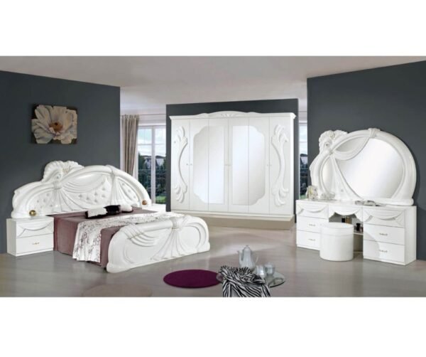 H2O Design Gina2 White Italian Bedroom Set with 6 Door Wardrobe and 3 Drawer Dresser Italian Bedroom Set Home Store UK