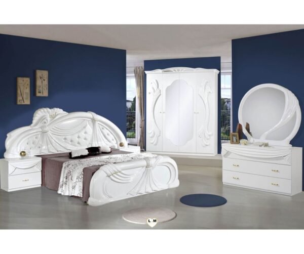 H2O Design Gina2 White Italian Bedroom Set with 4 Door Wardrobe and 3 Drawer Dresser Italian Bedroom Set Home Store UK