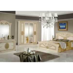 Dima Mobili Amalfi Beige Bedroom Set with 4 Door Wardrobe Italian Bedroom Set Home Store UK