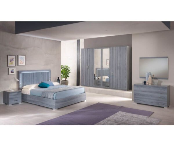 Ben Company Nicole Grey Finish Italian Bedroom Set with 6 Door Wardrobe Italian Bedroom Set Home Store Uk