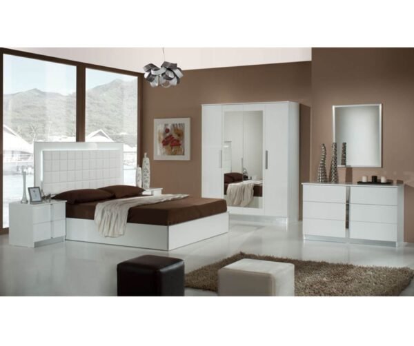 Dima Mobili Nour White Bedroom Set with 4 Door Wardrobe Italian Bedroom Set Home Store UK