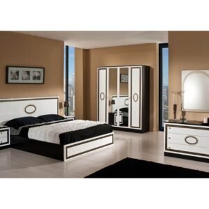 Dima Mobili Paris Black and White Bedroom Set with 4 Door Wardrobe Italian Bedroom Set Home Store UK