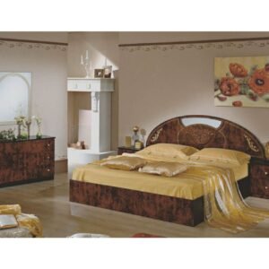 Dima Mobili Rosa Walnut Bedroom Set with 6 Door Wardrobe Italian Bedroom Set Home Store UK