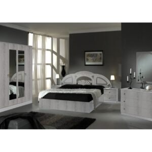 Dima Mobili Safa White and Silver Bedroom Set with 4 Door Wardrobe ﻿ Italian Bedroom Set Home Store UK