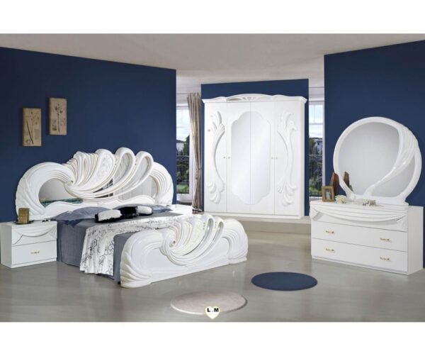 H2O Design Vanity2 White Italian Bedroom Set with 4 Door Wardrobe and 3 Drawer Dresser Italian Bedroom Set Home Store UK