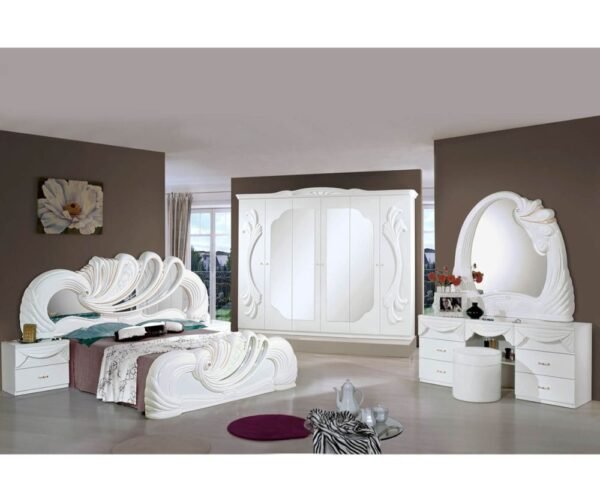 H2O Design Vanity2 White Italian Bedroom Set with 6 Door Wardrobe and 3 Drawer Dresser Italian Bedroom Set Home Store UK