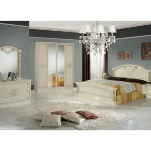 Dima Mobili Vera Beige Bedroom Set with 6 Door Wardrobe Italian Bedroom Set Home Store UK