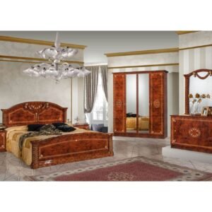 Dima Mobili Vera Walnut Bedroom Set with 6 Door Wardrobe Italian Bedroom Set Home Store UK