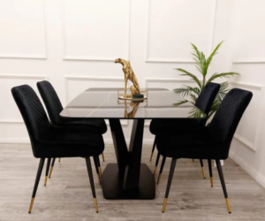 Apollo 1.6 Black Dining Table with Luna Chair Dining Table Chair Home Store UK