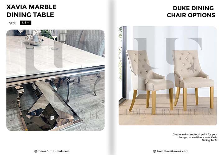 Xavia Dining Table With Duke Chair’s Marble Dining Table Home Store UK Xavia Dining Table With Duke Chair’s Marble Dining Table Home Store UK