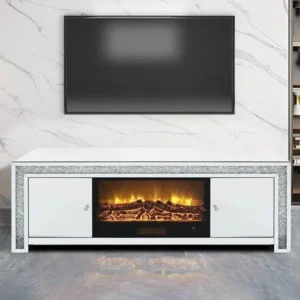 Cara Mirrored TV Unit with Fireplace