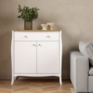 Victoria Sideboard 2 Doors 1 Drawer in Pure White Iced Coffee Lacquer