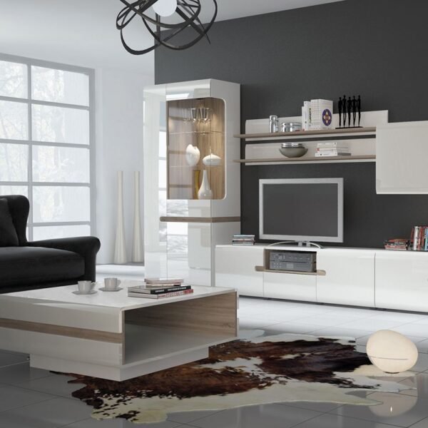 Bliss Living Small Designer Coffee Table In White With A Truffle Oak Trim Coffee Table Home Store UK