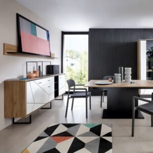 Martin 3 Door 1 Drawer Wide Sideboard With the Walnut and Dark Panel Finish - Sideboards - Home Store UK