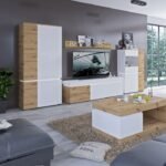 Luke 4 Door Wardrobe (including LED lighting) in White/Platinum and Oak Wardrobe Home Store UK