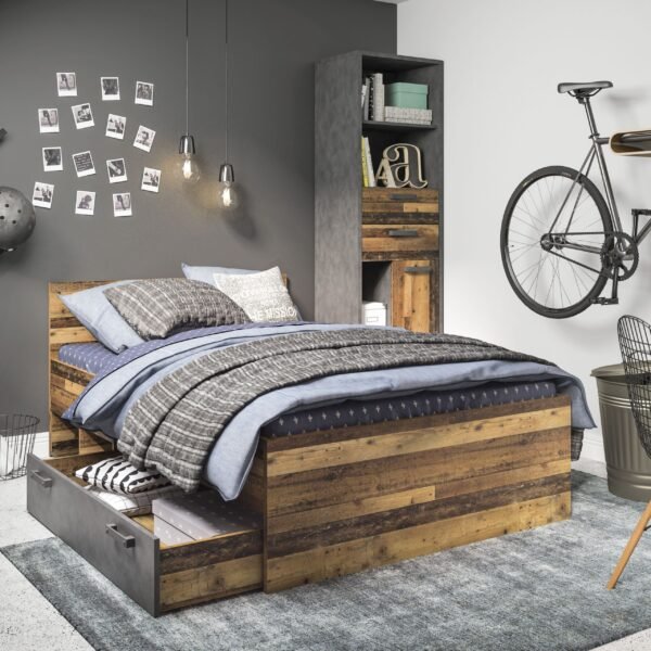 Oscar Underbed Drawer in Walnut and Dark Matera Grey - Wardrobe - Home Store UK