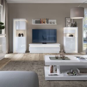 Rea 2 Drawer TV Cabinet High Gloss (including LED lighting)