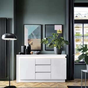 Rea 2 Door 3 Drawer Sideboard (including LED lighting) in High Gloss - Sideboards - Home Store UK