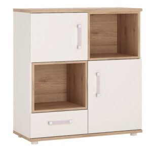 Alice 2 Door 1 Drawer Cupboard with 2 Open Shelves with Lilac Handles - Cupboard - Home Store UK