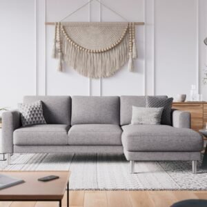 Baker Chaiselongue Sofa (RH) in Nova Light Grey