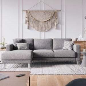 Baker Chaiselongue Sofa (LH) in Nova Light Grey