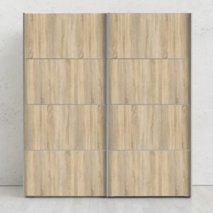 Ross Sliding Wardrobe 180cm in Oak with Oak Doors with 2 Shelves