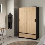 Rope Wardrobe with 2 Doors 2 Drawers in White and Concrete ﻿ - Wardrobe - Home Store UK