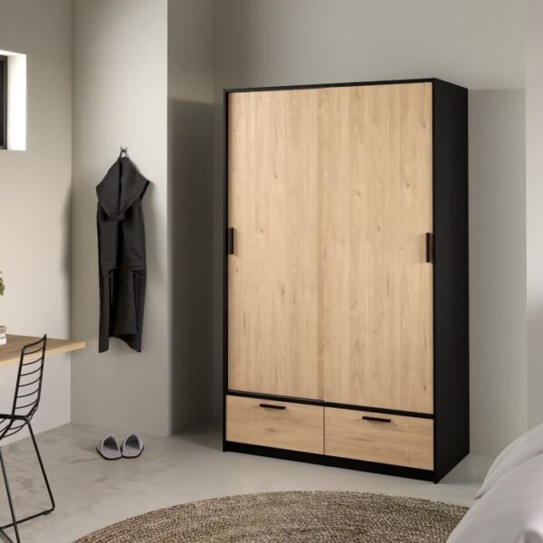 Rope Wardrobe with 2 Doors 2 Drawers in White and Concrete ﻿ - Wardrobe - Home Store UK