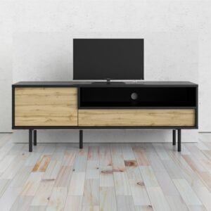 Silver TV Unit 1 Door 1 Drawer in Black/Oak