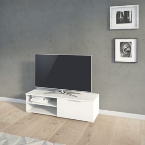 Silver TV Unit 1 Drawers 2 Shelf in White High Gloss