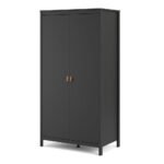 Poppy Wardrobe with 2 Doors in Matt Black - Wardrobe - Home Store UK