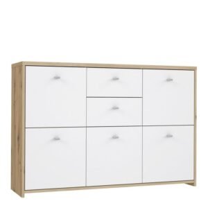 Smith Storage Cabinet with 2 Drawers and 5 Doors in Artisan Oak/White Chest of Drawer Home Store UK