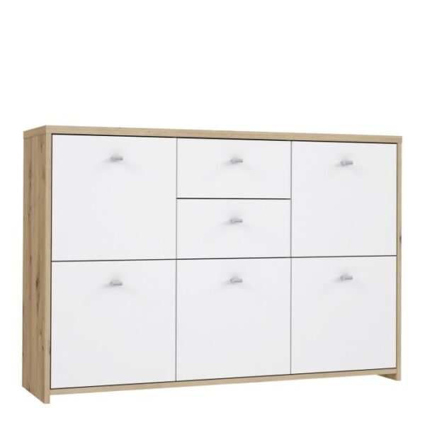 Smith Storage Cabinet with 2 Drawers and 5 Doors in Artisan Oak/White Chest of Drawer Home Store UK
