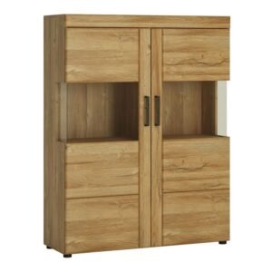 Dawn Low Wide 2 Door Display Cabinet in Grandson Oak