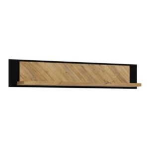 Thompson Wall Shelf 140cm in Spica Oak/Matt Black/Bartex Oak