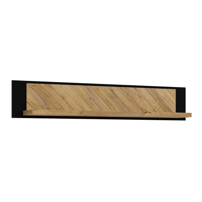 Nikomedes Wall Shelf 140cm in Spica Oak:Matt Black:Bartex Oak