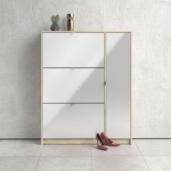 Walsh Shoe Cabinet 3 Flip Down Doors and 2 layers 1 Door Oak structure - Shoe Storage Cabinets - Home Store UK