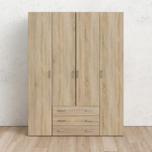 Sanctuary Wardrobe 4 Doors 3 Drawers in Oak 2000.